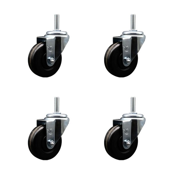 35 Inch Phenolic Wheel Swivel 34 Inch Threaded Stem Caster Set Service Caster